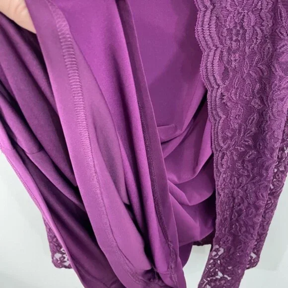 NEW Alex Evenings Purple One‎ Piece Lace Jacket 3/4 Sleeve Cocktail Dress 14 - Picture 11 of 11